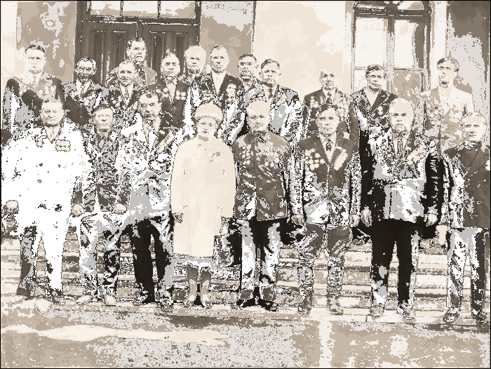 И.И. Долгов (третий справа) на встрече с однополчанами. 9 мая 1980 года